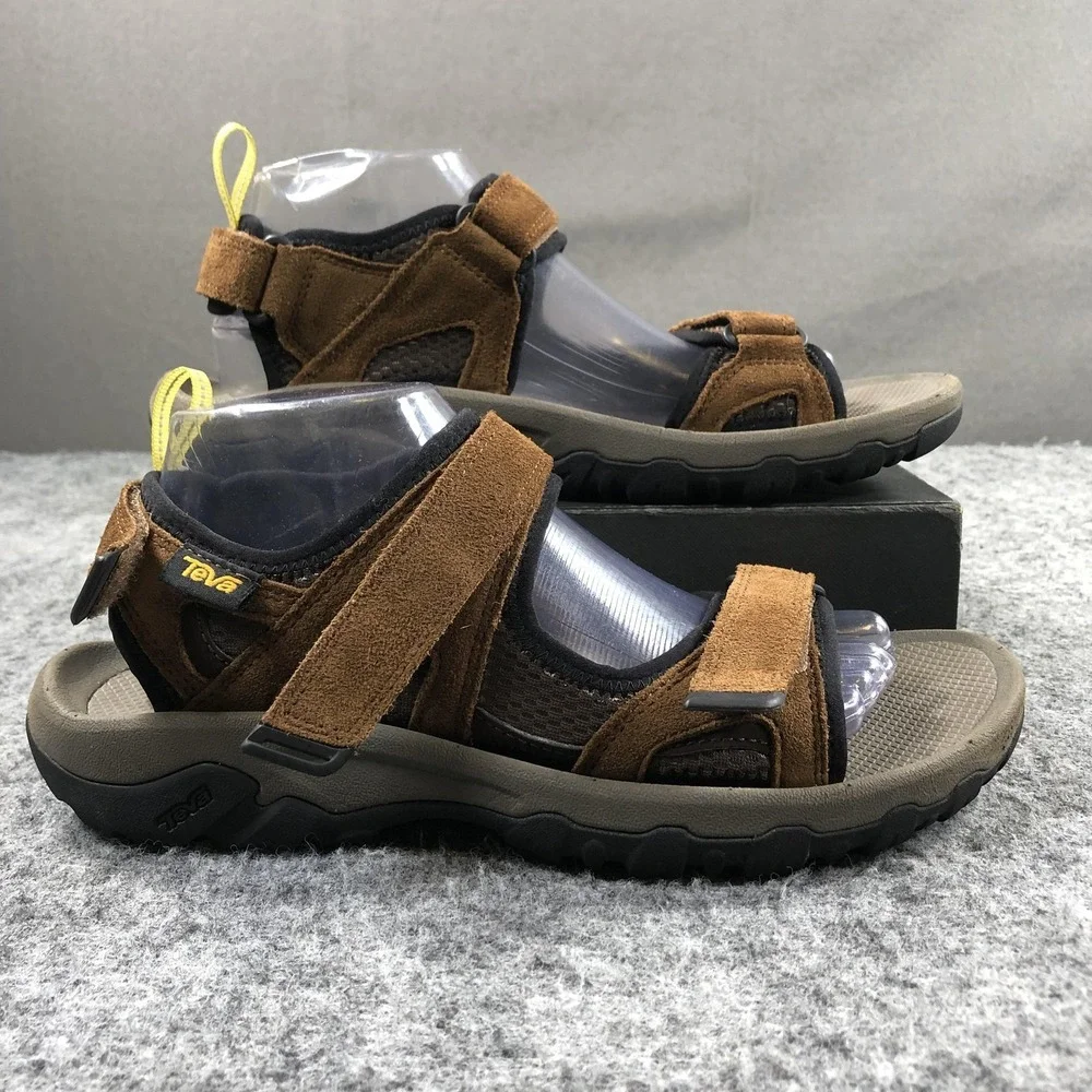 Teva Sandals Mens 8 Brown Suede Hook & Loop Hiking Outdoor Comfort Shoes